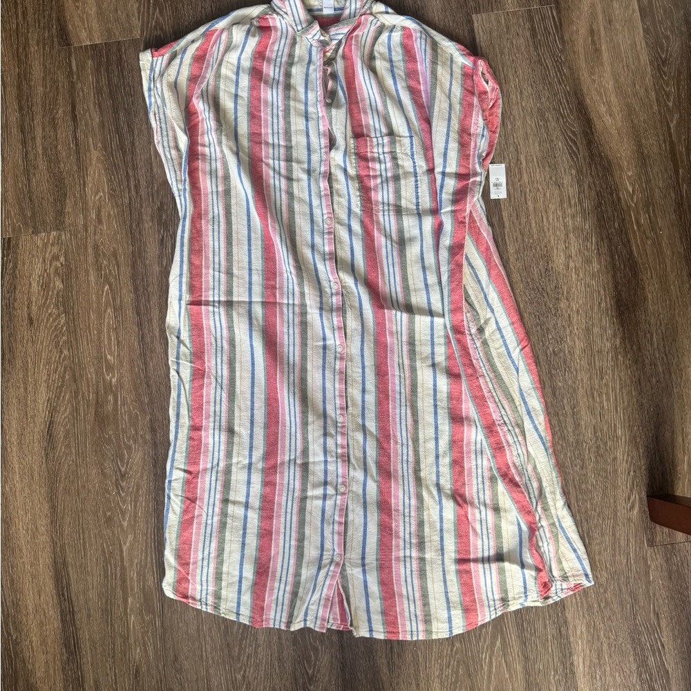 Striped Multicolor Linen Dress